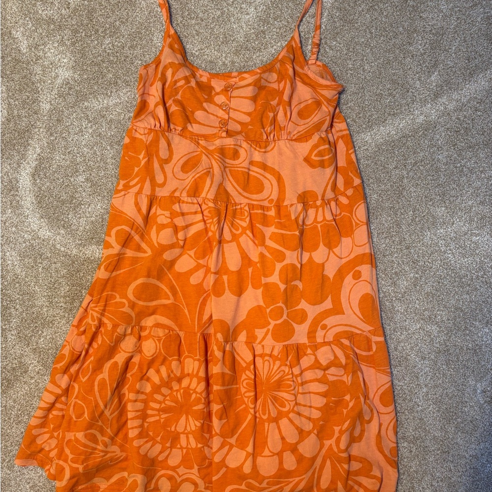 Roxy Bright Orange Dress with Floral Design